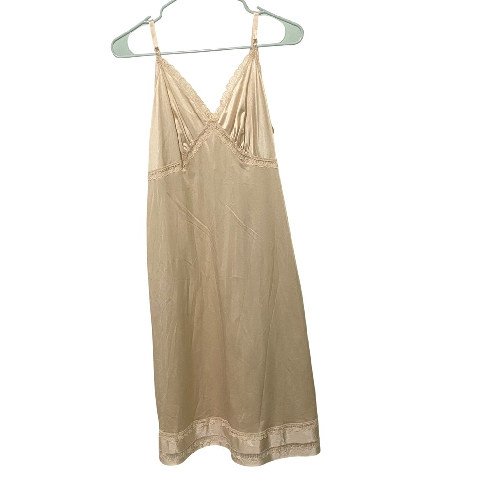 Vintage Sears Womens Slip Size 38 Nude Made in USA Lace Romantic Hyper Feminine